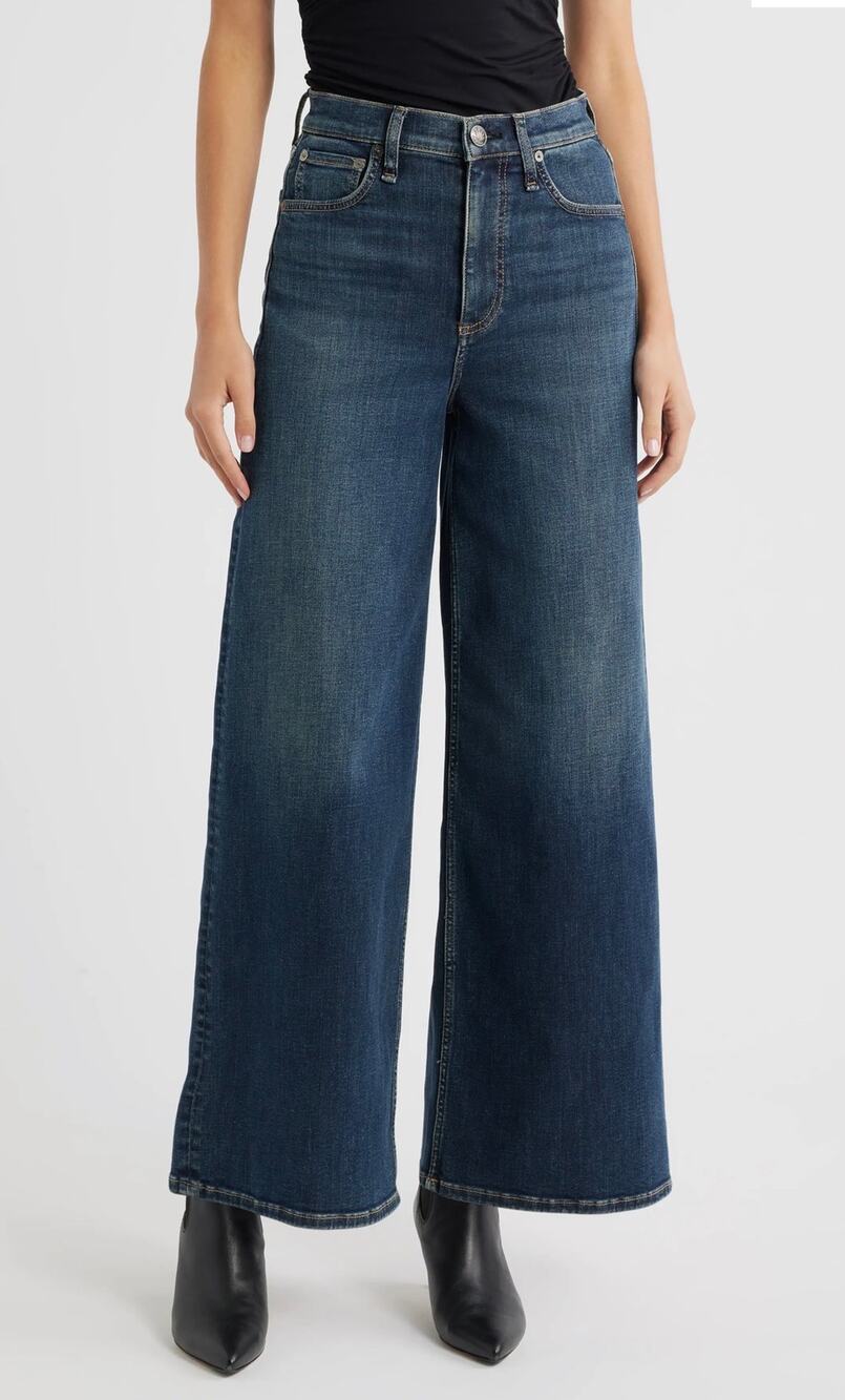 rag & bone Size 29 Serena High Rise Wide Leg Full Length Jeans Dark Wash
